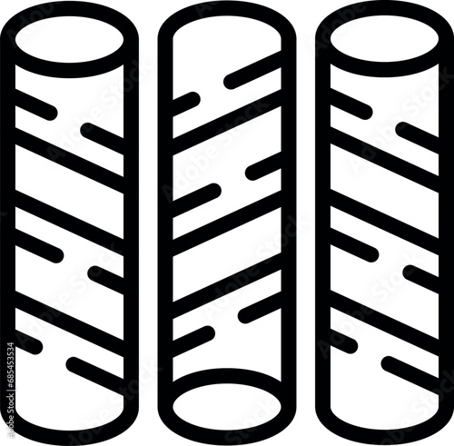 Cylinder wafer rolls icon outline vector. Sugary sticks dessert. Bakery thin dough