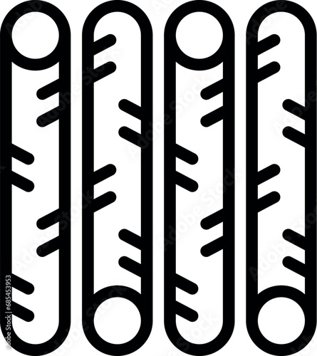 Wafer rolls filled with chocolate icon outline vector. Swirled crisp biscuit dough. Sugary pastry straw tubes