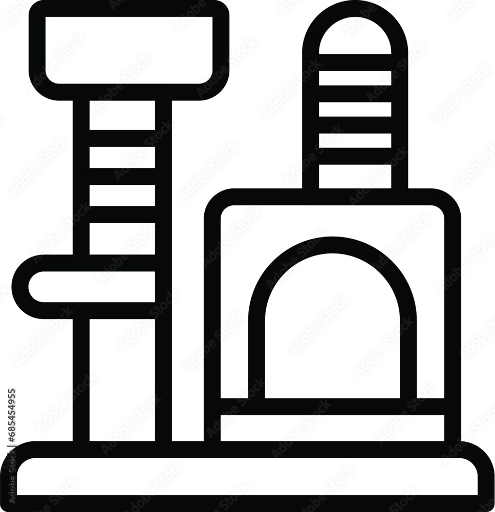 Multi level cat scratcher icon outline vector. Cozy soft kitten sleeper. Playing kitty furniture Multi level cat scratcher icon outline vector. Cozy soft kitten sleeper. Playing kitty furniture
