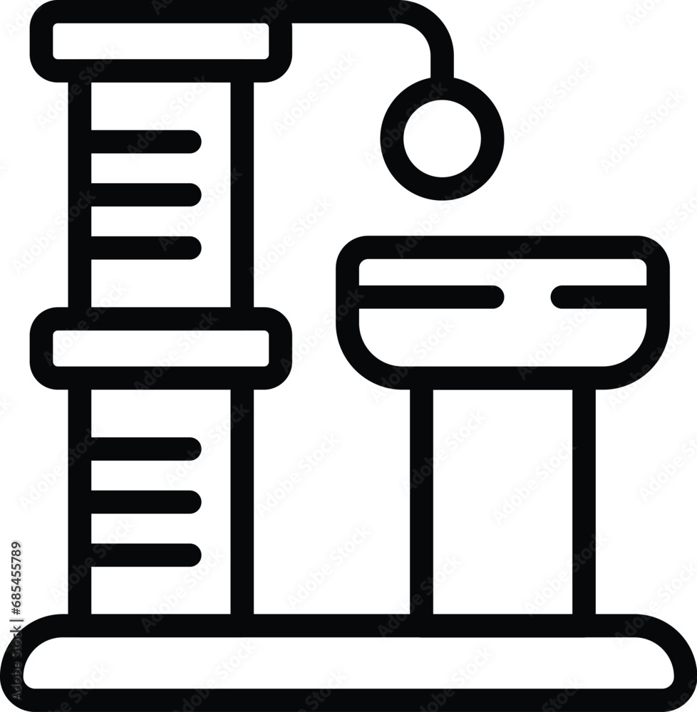 Cat post scratching activity icon outline vector. Kitten plaything and sisal scratcher. Plush covered clawing tool Cat post scratching activity icon outline vector. Kitten plaything and sisal scratcher. Plush covered clawing tool