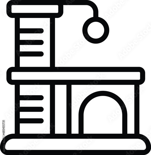 Cat scratcher post house icon outline vector. Playing amusement kitten accessory. Climber and scratcher tower