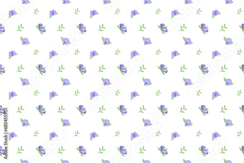 Butterfly pea flower with leaf as seamless pattern background