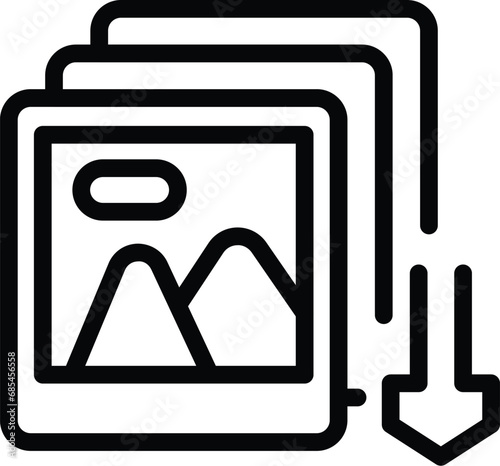 Printing photos process icon outline vector. Camera photography images. Shooting capture device