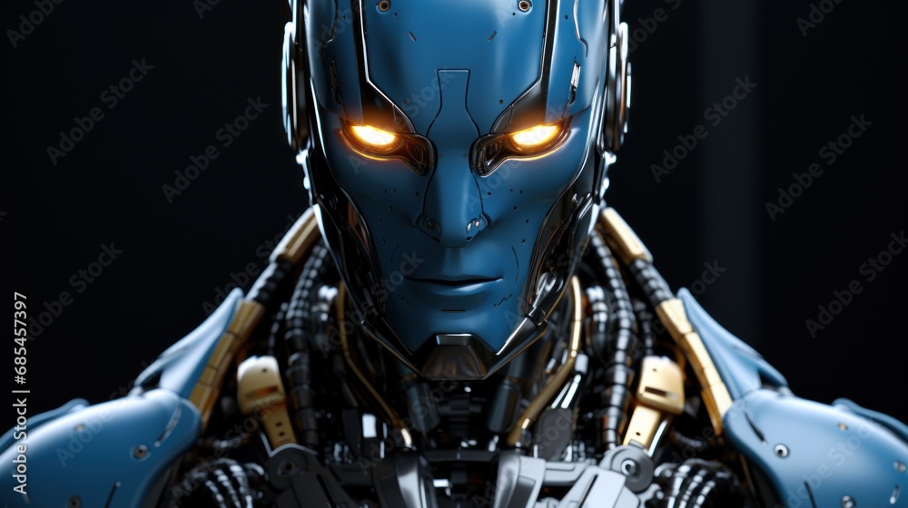 Fototapeta premium 3d illustration of robots realistic human cyborg model background wallpaper ai generated image