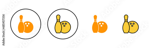 Bowling icon set for web and mobile app. bowling ball and pin sign and symbol.