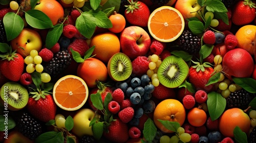 various colorful fruits and vegetables background wallpaper ai generated image