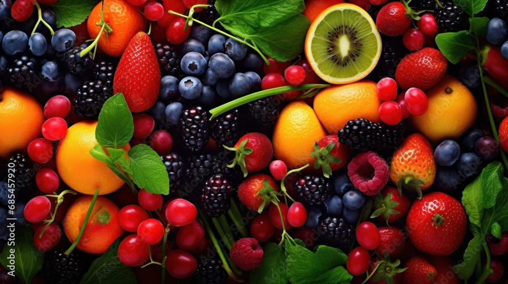 various colorful fruits and vegetables background wallpaper ai generated image