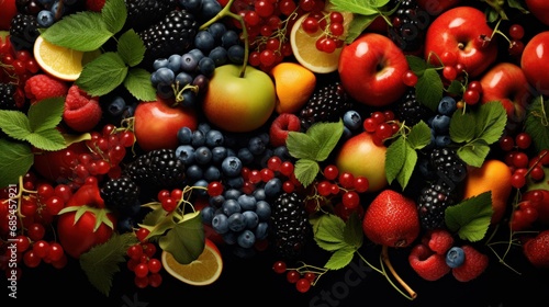 various colorful fruits and vegetables background wallpaper ai generated image © anis rohayati