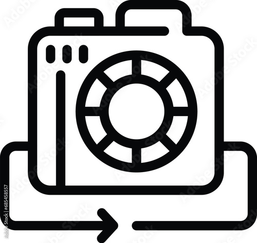 Digital camera taking photos icon outline vector. Capturing and storing images. Digital images gallery