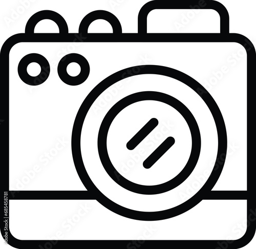 Imaging photo camera device icon outline vector. Capturing pictures modern camera. Focus photographic lens