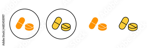 Pills icon set for web and mobile app. capsule icon. Drug sign and symbol