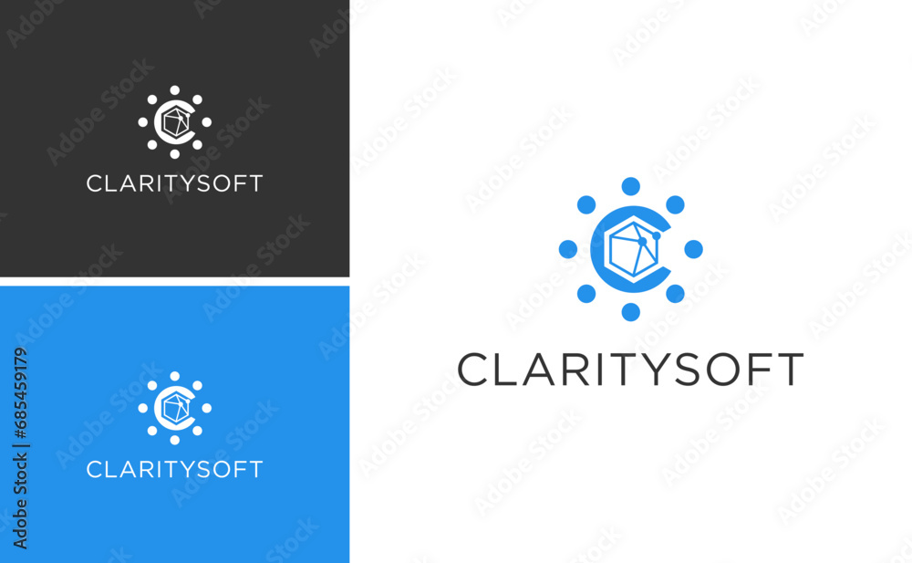 Initial C logo clarity software, CRM software design vector Initial C logo clarity software, CRM software design vector