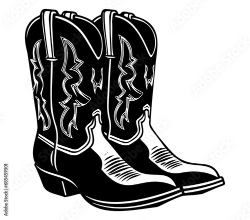 Cowboy boots, Cowgirl boots vector black graphic illustration