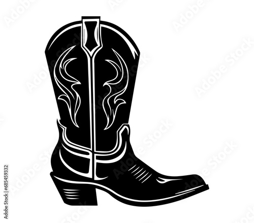 Cowboy boots, Cowgirl boots vector black graphic illustration