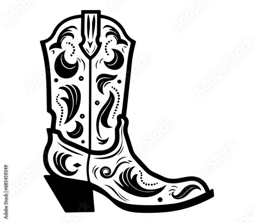 Cowboy boots, Cowgirl boots vector black graphic illustration