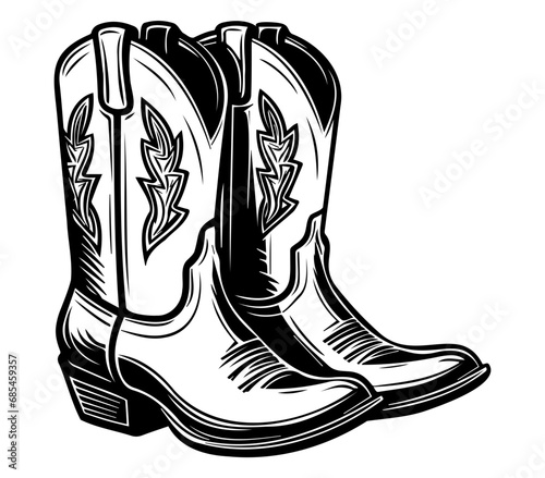 Cowboy boots, Cowgirl boots vector black graphic illustration