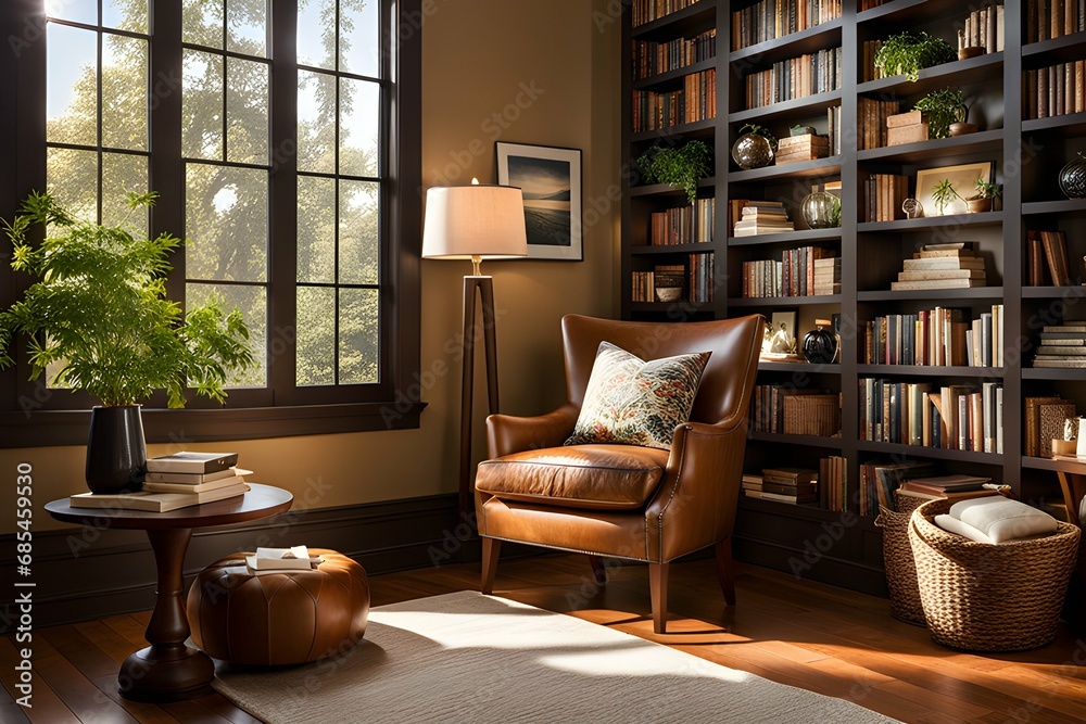 Obraz premium living room interior with fireplace