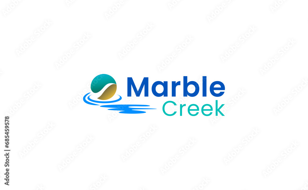 Colorful Marble Creek Logo Flowing Lake water Design Colorful Marble Creek Logo Flowing Lake water Design