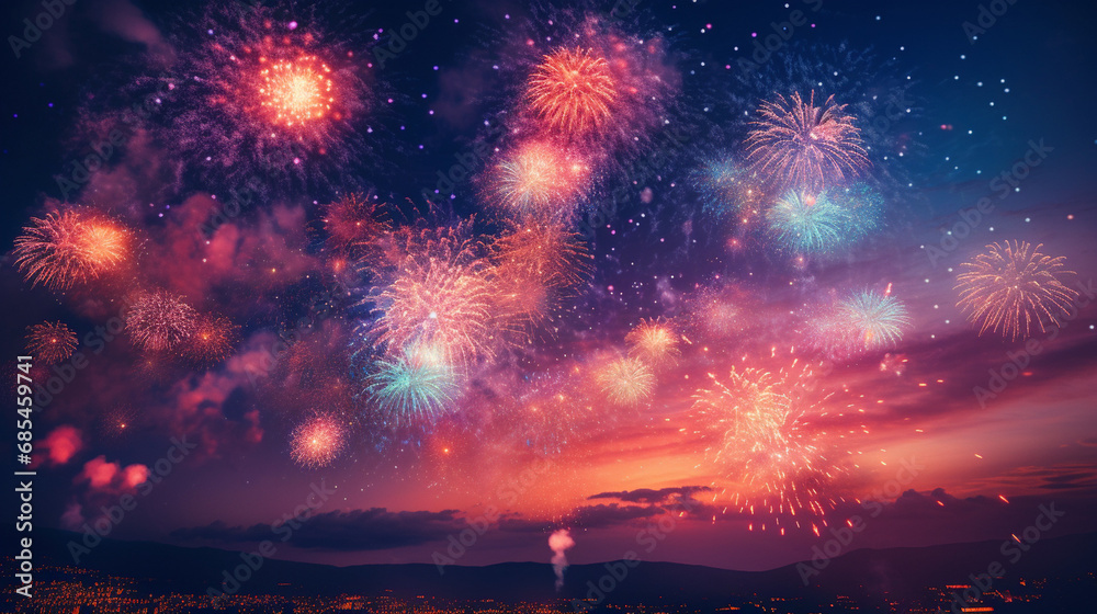 Naklejka premium New Year's celebration fireworks