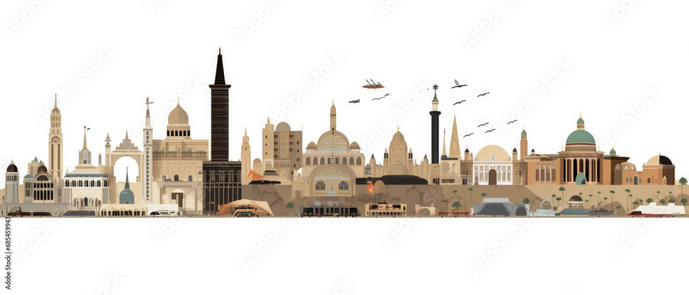 Obraz premium Argentina Famous Landmarks Skyline Silhouette Style, Colorful, Cityscape, Travel and Tourist Attraction