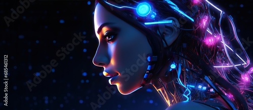 future cyborg robot woman background wallpaper ai generated image