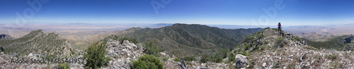 Panorama From Virgin Peak In Nevada With Woman On Ridge