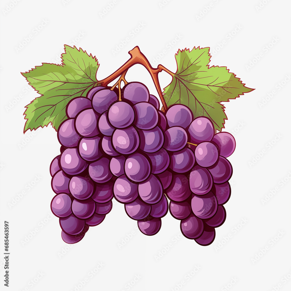 Fototapeta premium Hand drawn cartoon fresh grape illustration 
