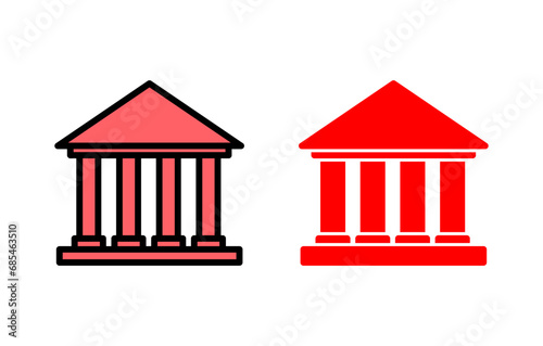 Bank icon set illustration. Bank sign and symbol, museum, university
