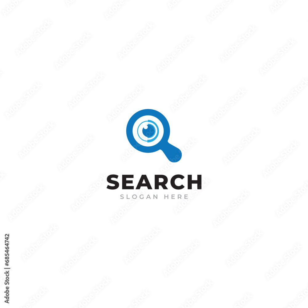 Job search icon with magnifying glass Job or employee logo, recruitment agency vector illustration.