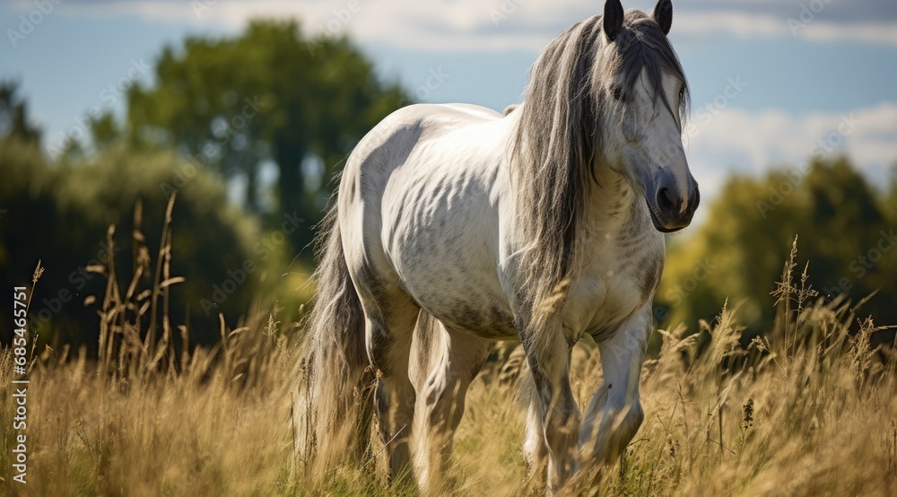 Wild horse standing in grass