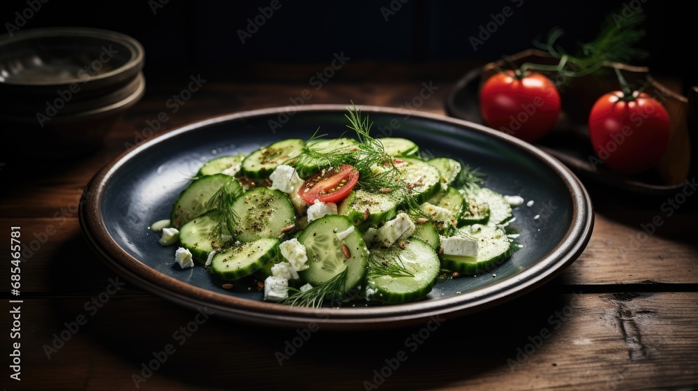 Salad with cucumbers, tomatoes with olive oil. Salad with cucumbers, tomatoes with olive oil.