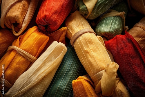Tamale corn husks colorful photo