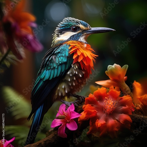 Exotic bird in the forest in the tropics © kardaska