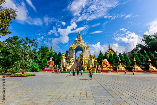 Wat Saeng Kaeo Phothiyan-Chiang Rai:12November2023,atmosphere inside the temple area,there are tourists of many nationalities stopping by to make merit and admire the beauty of the sculptures thailand photo