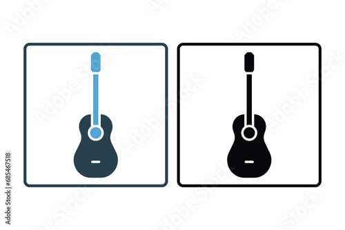 guitar icon. icon related to music, party. solid icon style. simple vector design editable