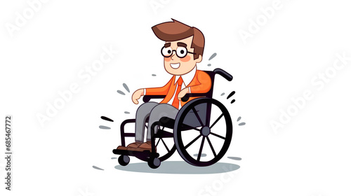 Cartoon character in a wheelchair on a white background. © Свет Лана