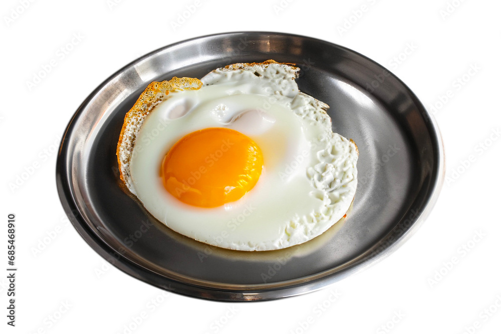 Fried egg on a plate isolated on a transparent background. Egg PNG Generative AI Fried egg on a plate isolated on a transparent background. Egg PNG Generative AI