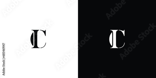 abstract initial letter IC logo in black and white color