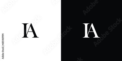 Unique letter AI or IA abstract vector logo monogram template in black and white color