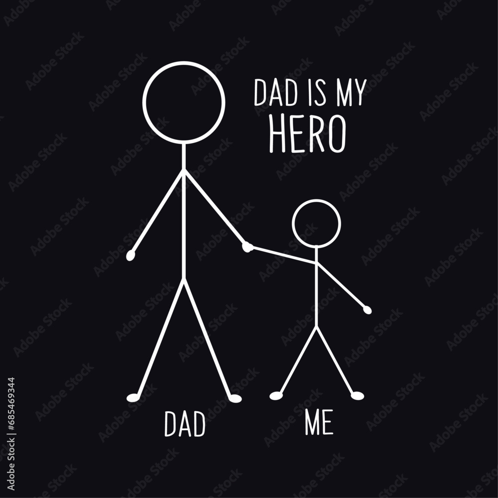 Dad is my hero typography kids t-shirt design, Cool father's day gift t-shirt