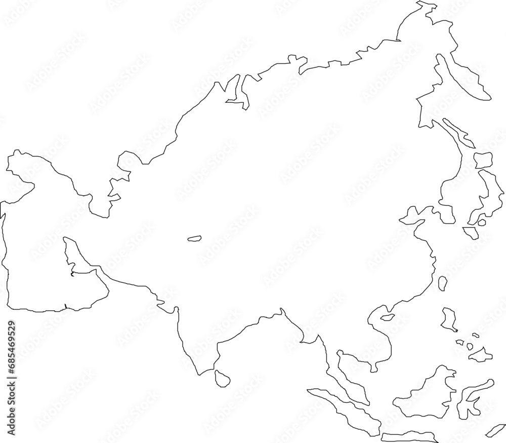 Vector sketch illustration of Asia continent map design