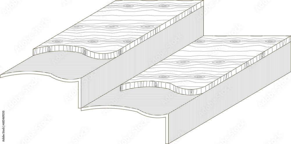 Vector sketch illustration of floor contour detail design for stairs - obrazy, fototapety, plakaty 