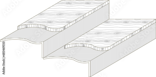 Vector sketch illustration of floor contour detail design for stairs