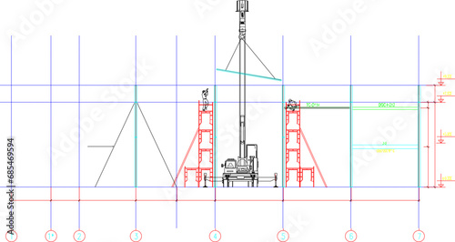 Vector sketch illustration of detailed construction work methods for steel reinforcement structures for buildings