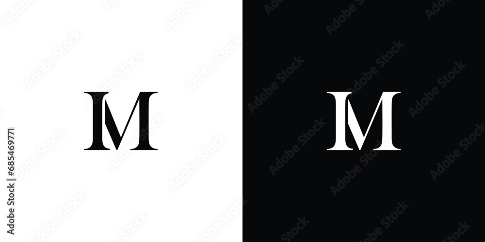Abstract letter IM or MI logo in black and white color Abstract letter IM or MI logo in black and white color
