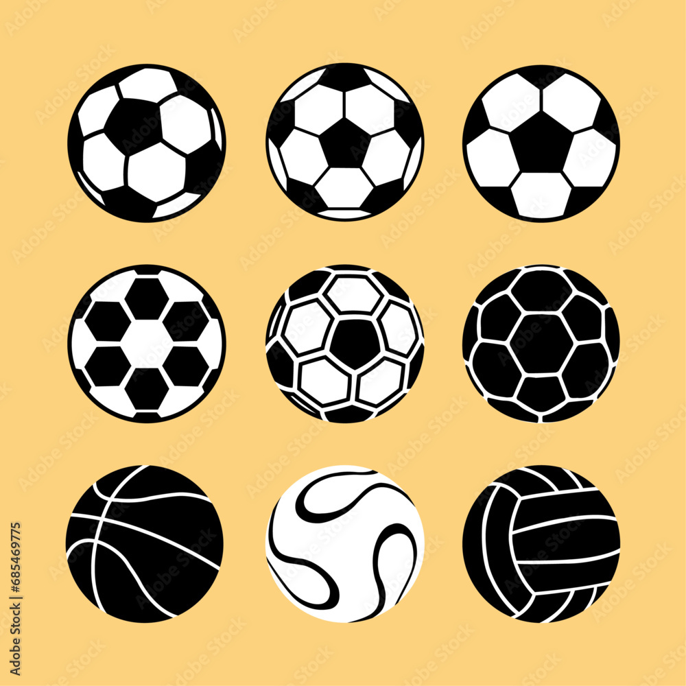 Vector soccer ball set illustration