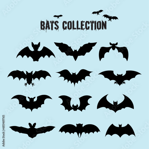 Bat Clipart Silhouette  Bat Shape Vector Art  Halloween Icon Set