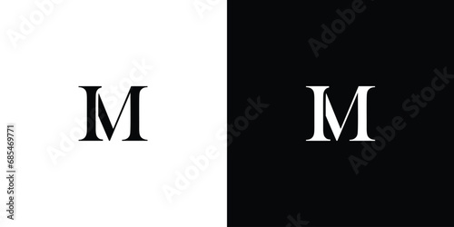 Abstract letter IM or MI logo in black and white color