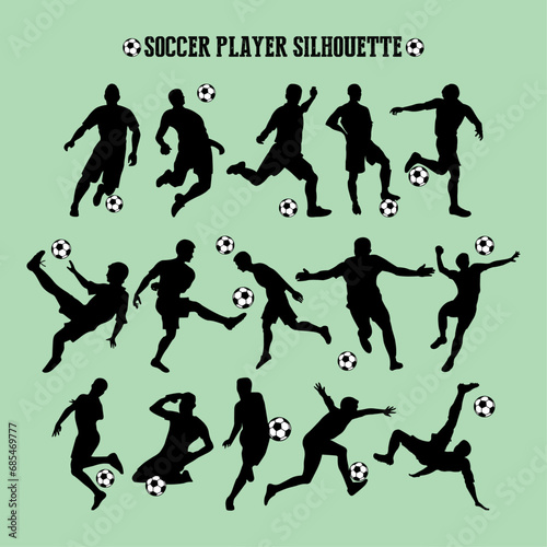 Soccer players silhouette set vector illustration