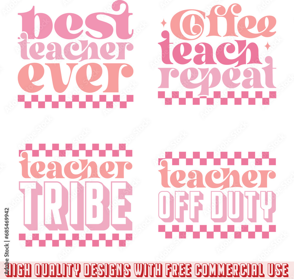 teacher retro svg design bundle and digital download